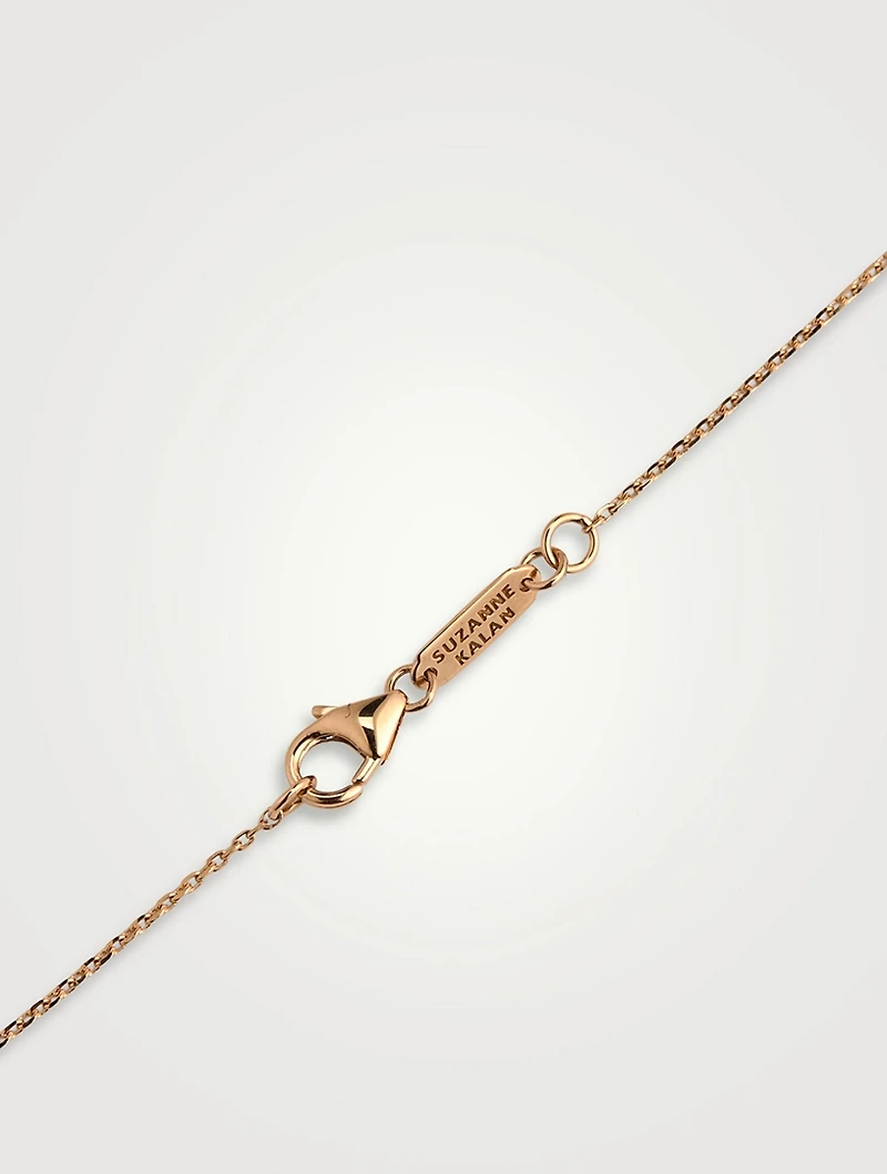 14K Rose Gold Bold Small Ruby Heart Pendant Necklace With Diamonds