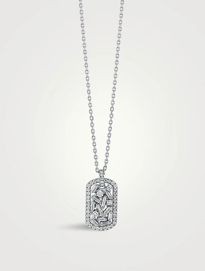 18K Gold Classic Small Dog Tag Diamond Pendant Necklace