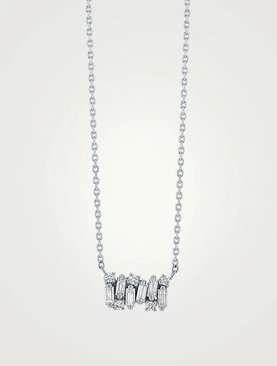 18K Gold Shimmer Diamond Mini Bar Pendant Necklace