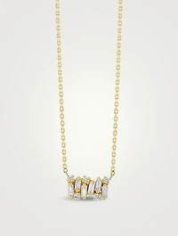 18K Gold Shimmer Diamond Mini Bar Pendant Necklace