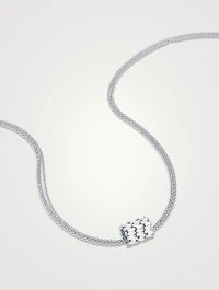 18K White Gold Infinite Triple Row Diamond Rondelle Pendant Necklace