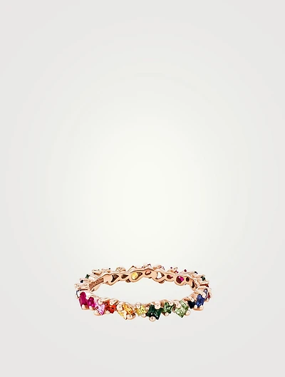 18K Rose Gold La Fantaisie Cosmic Rainbow Sapphire Eternity Band