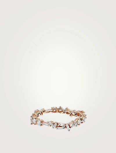 18K Rose Gold Classic Diamond Wavy Eternity Band