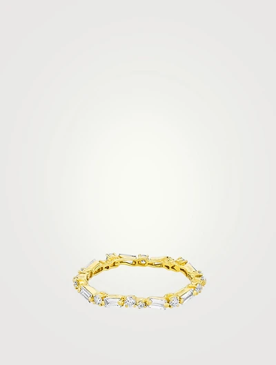 18K Gold Thin Mix Diamond Eternity Band