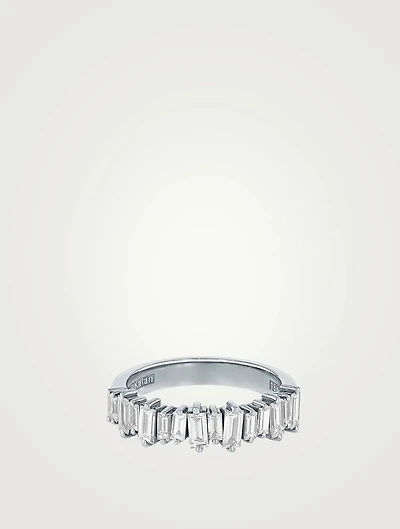 18K White Gold Bold Diamond Half Band