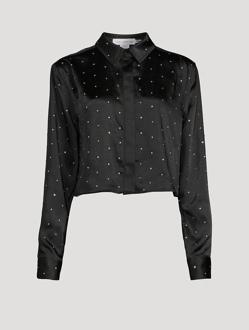 Crystal-Embellished Satin Shirt