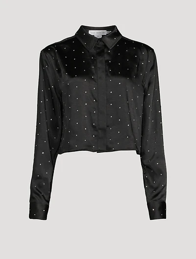 Crystal-Embellished Satin Shirt