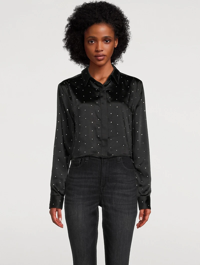 Crystal-Embellished Satin Shirt