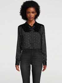 Crystal-Embellished Satin Shirt