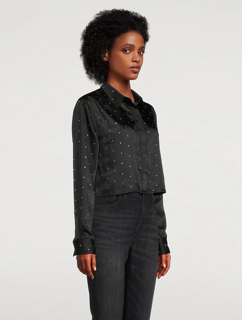 Crystal-Embellished Satin Shirt