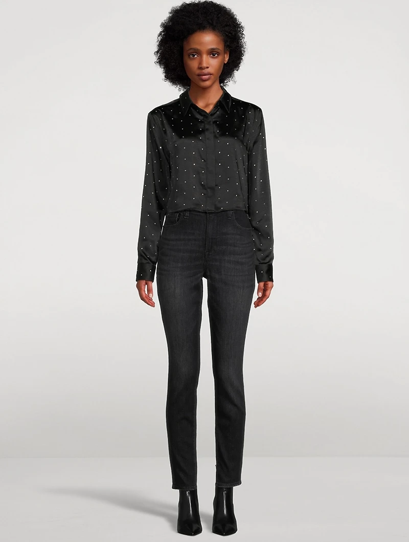 Crystal-Embellished Satin Shirt