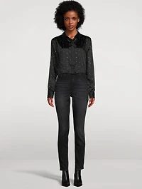 Crystal-Embellished Satin Shirt