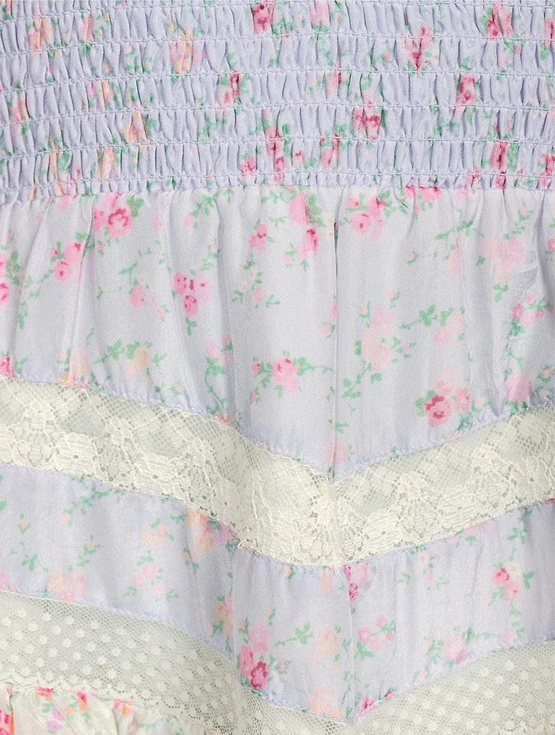 Prim Silk Halter Mini Dress In Floral Print
