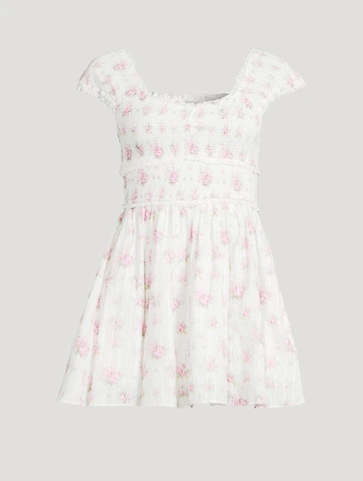 Siona Smocked Mini Dress Floral Print