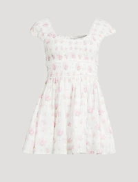 Siona Smocked Mini Dress Floral Print