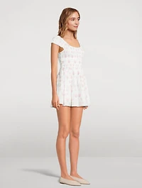 Siona Smocked Mini Dress Floral Print