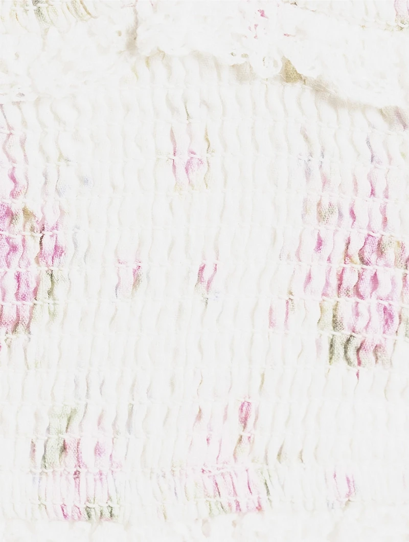 Siona Smocked Mini Dress Floral Print
