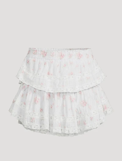 Ruffled Mini Skirt Floral Print