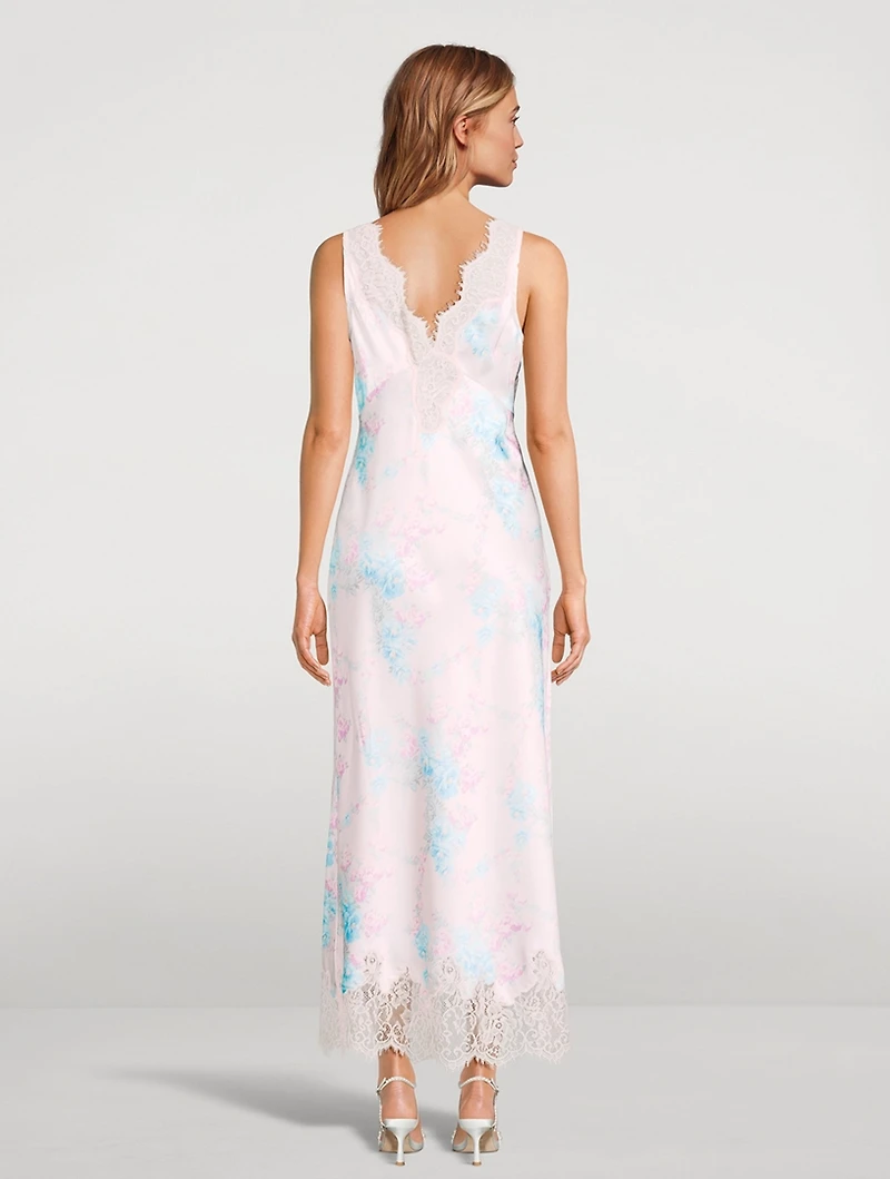 Serene Satin Slip Dress Floral Print
