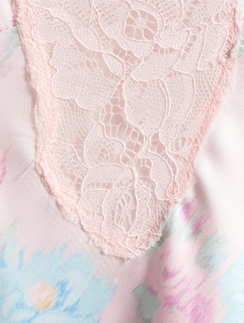 Serene Satin Slip Dress Floral Print