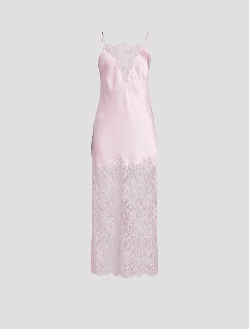 Amarissa Lace-Trimmed Satin Slip Dress