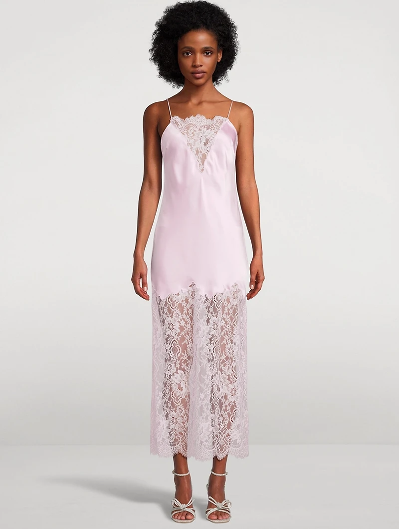 Amarissa Lace-Trimmed Satin Slip Dress