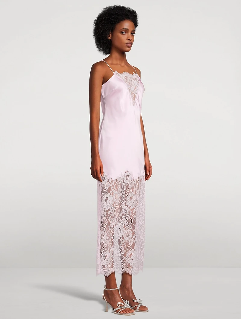 Amarissa Lace-Trimmed Satin Slip Dress