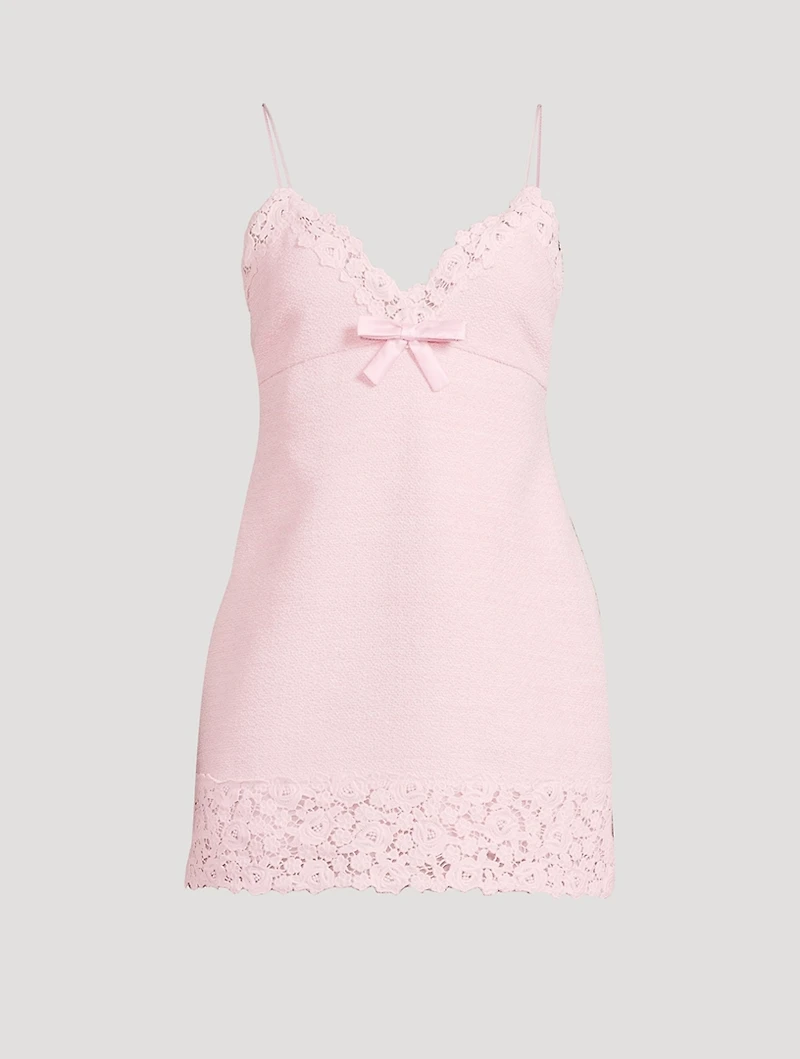 Meva Lace-Trimmed Tweed Slip Dress