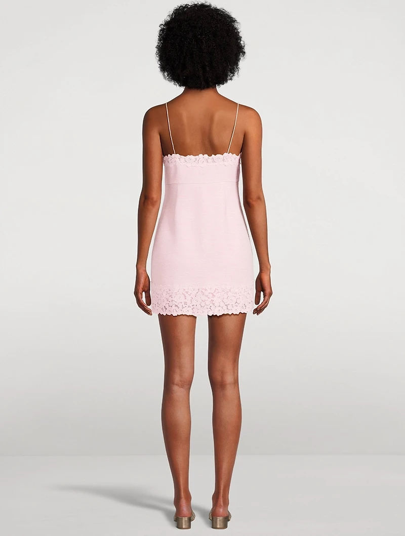 Meva Lace-Trimmed Tweed Slip Dress