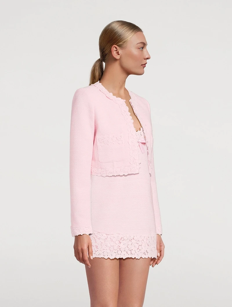 Leilana Lace-Trimmed Tweed Jacket