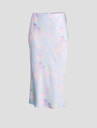 Castle Satin Slip Skirt Floral Print