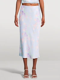 Castle Satin Slip Skirt Floral Print