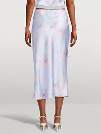 Castle Satin Slip Skirt Floral Print