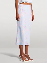 Castle Satin Slip Skirt Floral Print