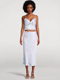 Castle Satin Slip Skirt Floral Print