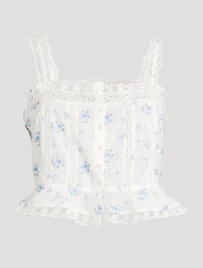 Vietta Cotton Tank Top Floral Print