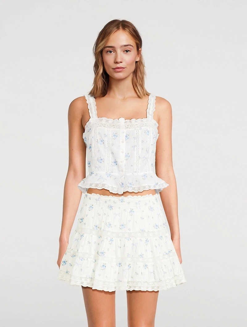 Vietta Cotton Tank Top Floral Print