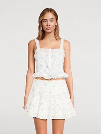 Vietta Cotton Tank Top Floral Print