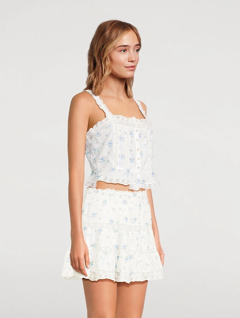 Vietta Cotton Tank Top Floral Print