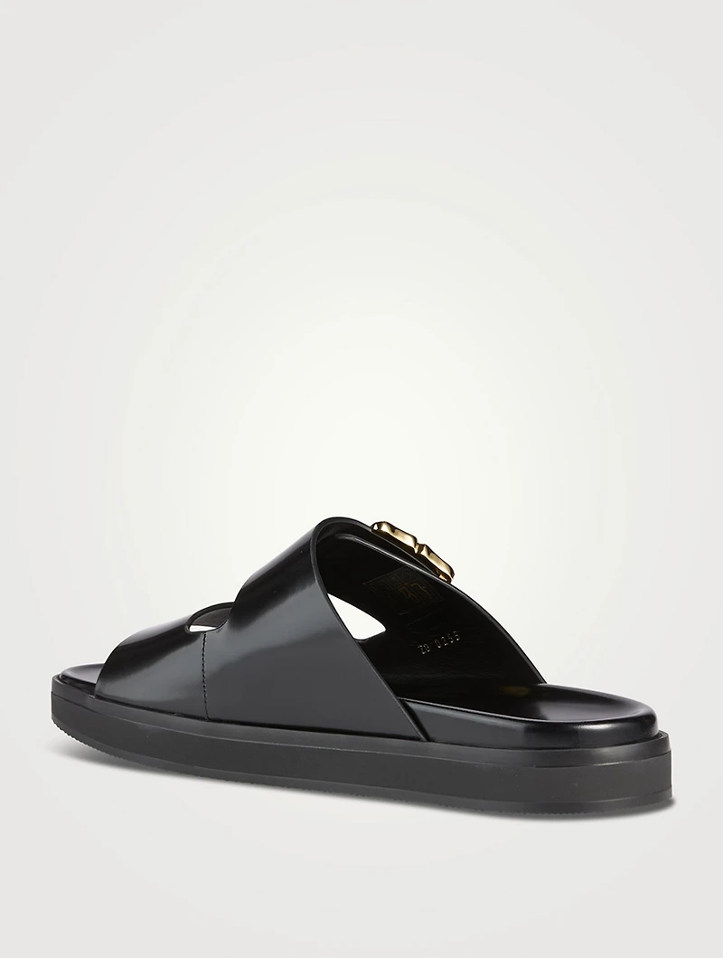 4G Liquid Leather Slide Sandals
