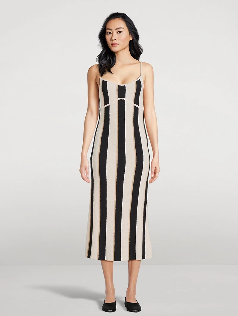 Stripe Jacquard Midi Dress