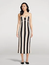 Stripe Jacquard Midi Dress