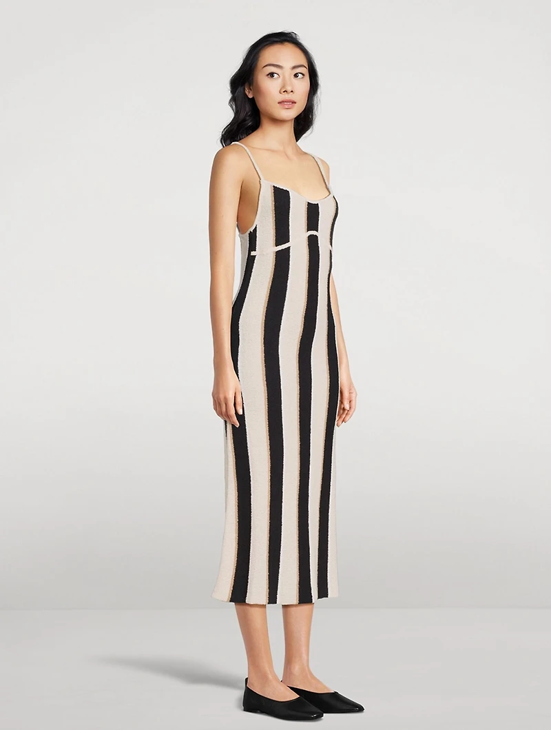 Stripe Jacquard Midi Dress