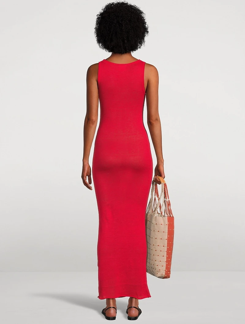 Ruched Knit Midi Dress