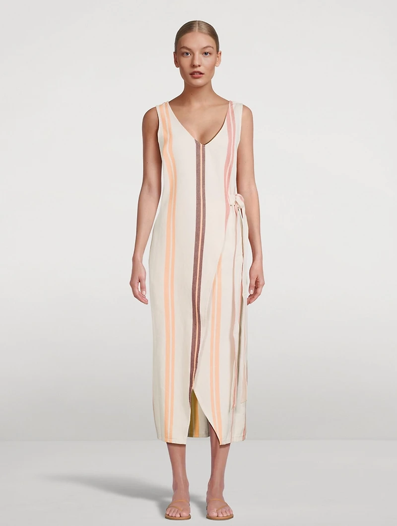 Lounger Side-Tie Dress Stripe Print