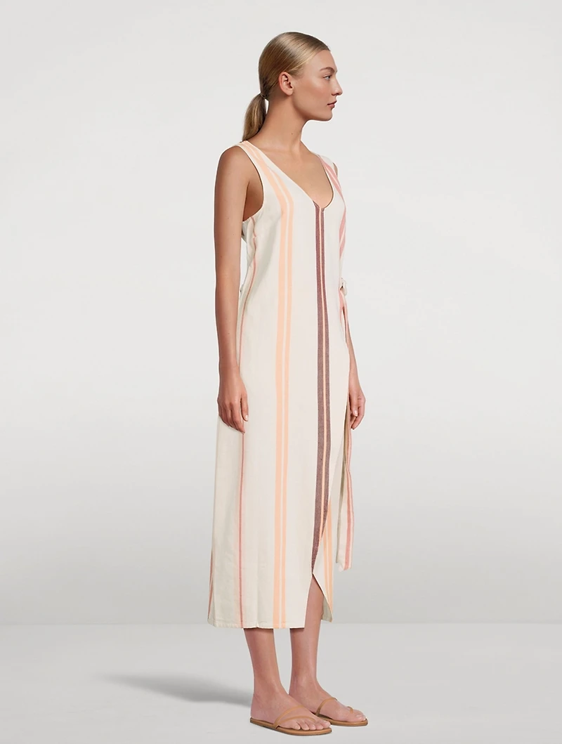 Lounger Side-Tie Dress Stripe Print