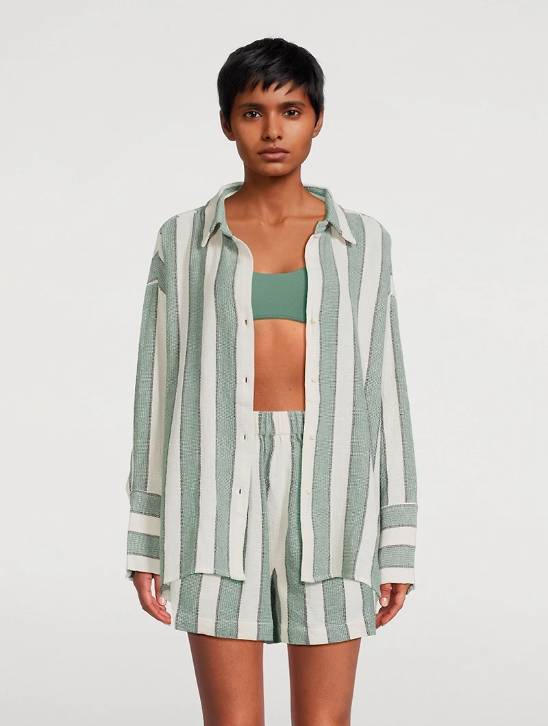 Eucalyptus Organic Cotton Shirt Stripe Print
