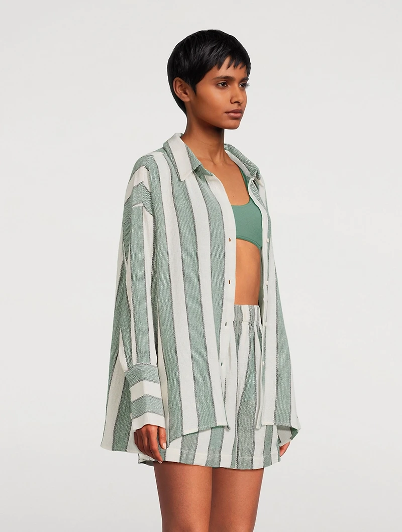 Eucalyptus Organic Cotton Shirt Stripe Print