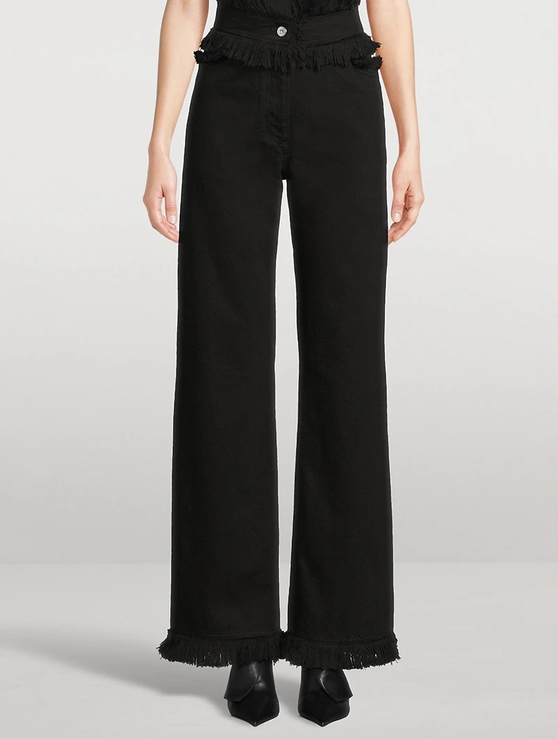 Frayed Wide-Leg Jeans