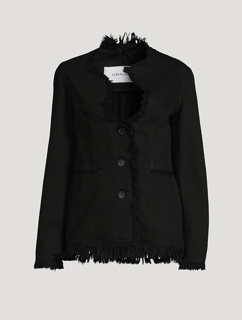 Frayed Denim Blazer